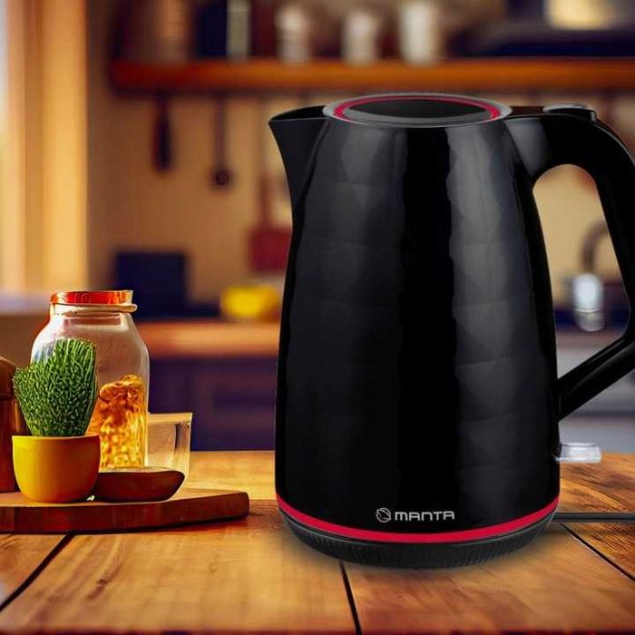 CZAJNIK elektryczny bezprzewodowy DO HERBATY KAWY czarny CICHY 2200W