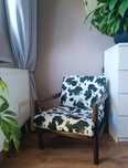 Fotel drewniany niski retro vintage PRL welur