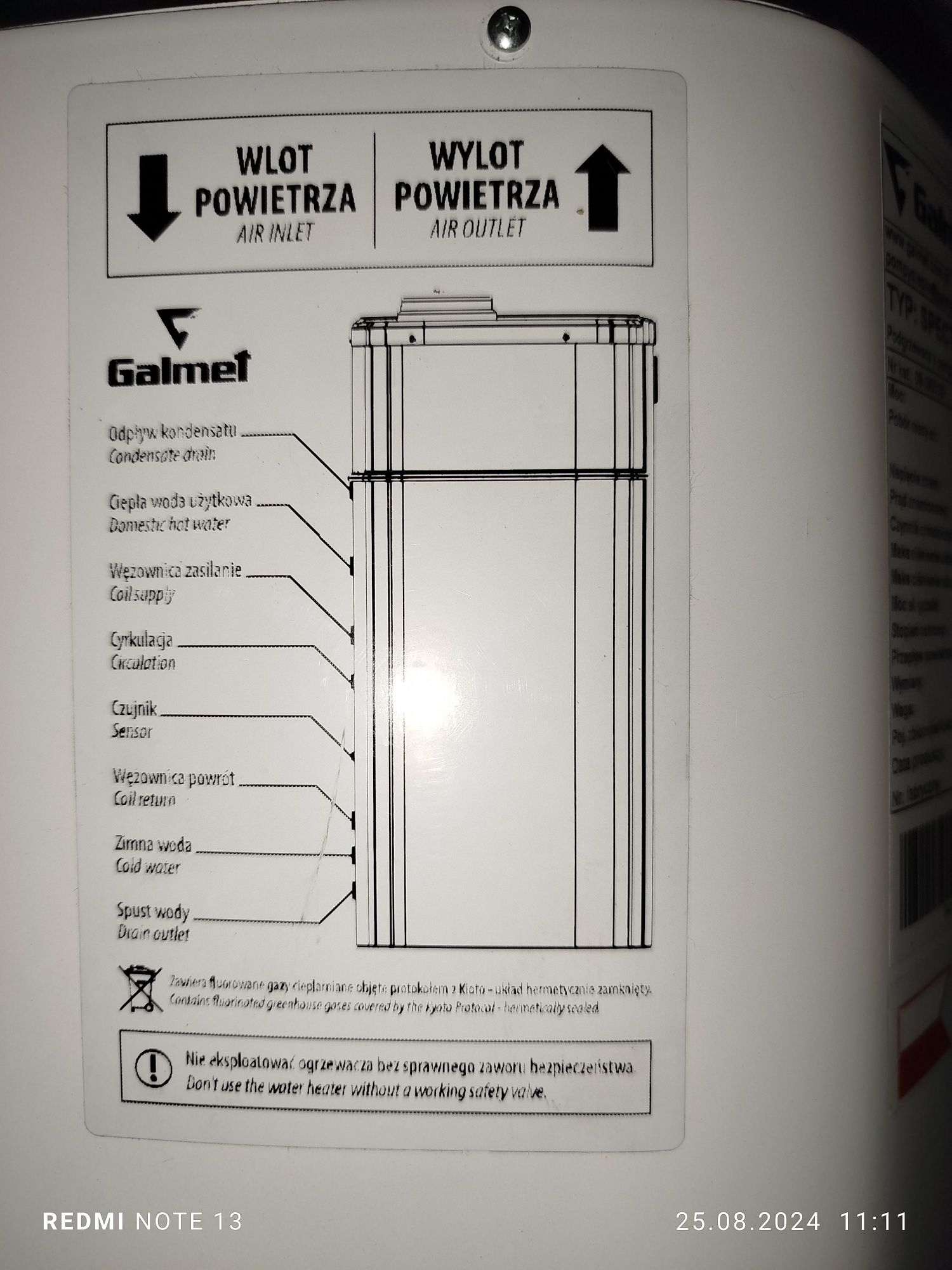 Podgrzewacz z pompą ciepła zbiornik Cwu Galmet spectra
