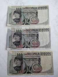 Банкноты 10000 лир 1976г. Италия. Цена за 3 банкноты