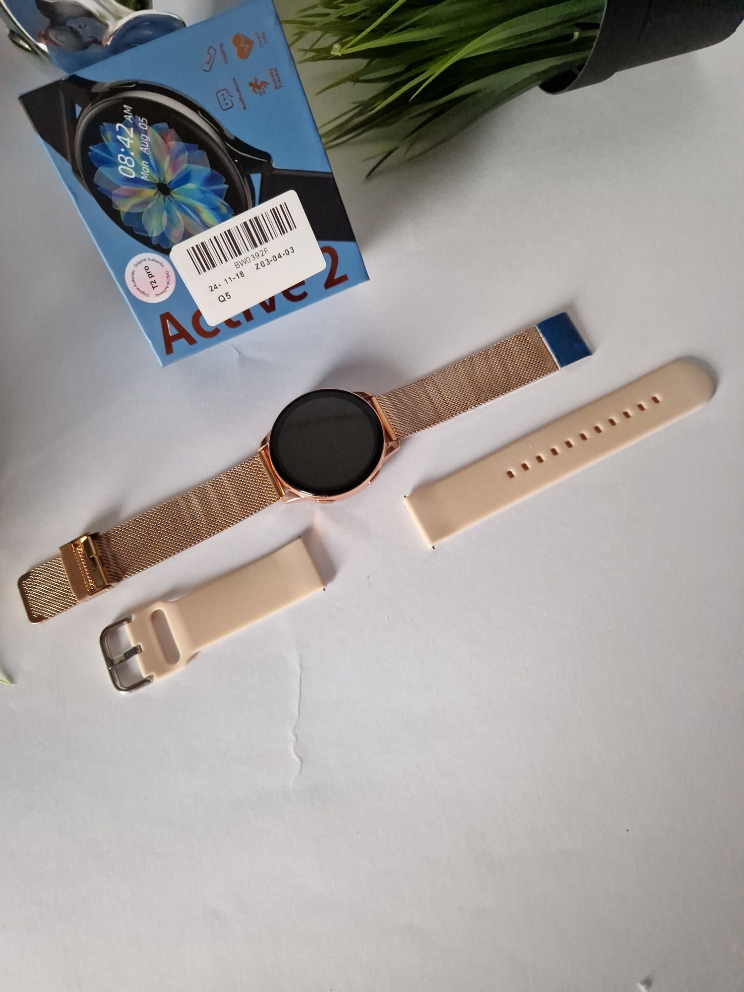 Smartwatch okrągły 2 paski złoty