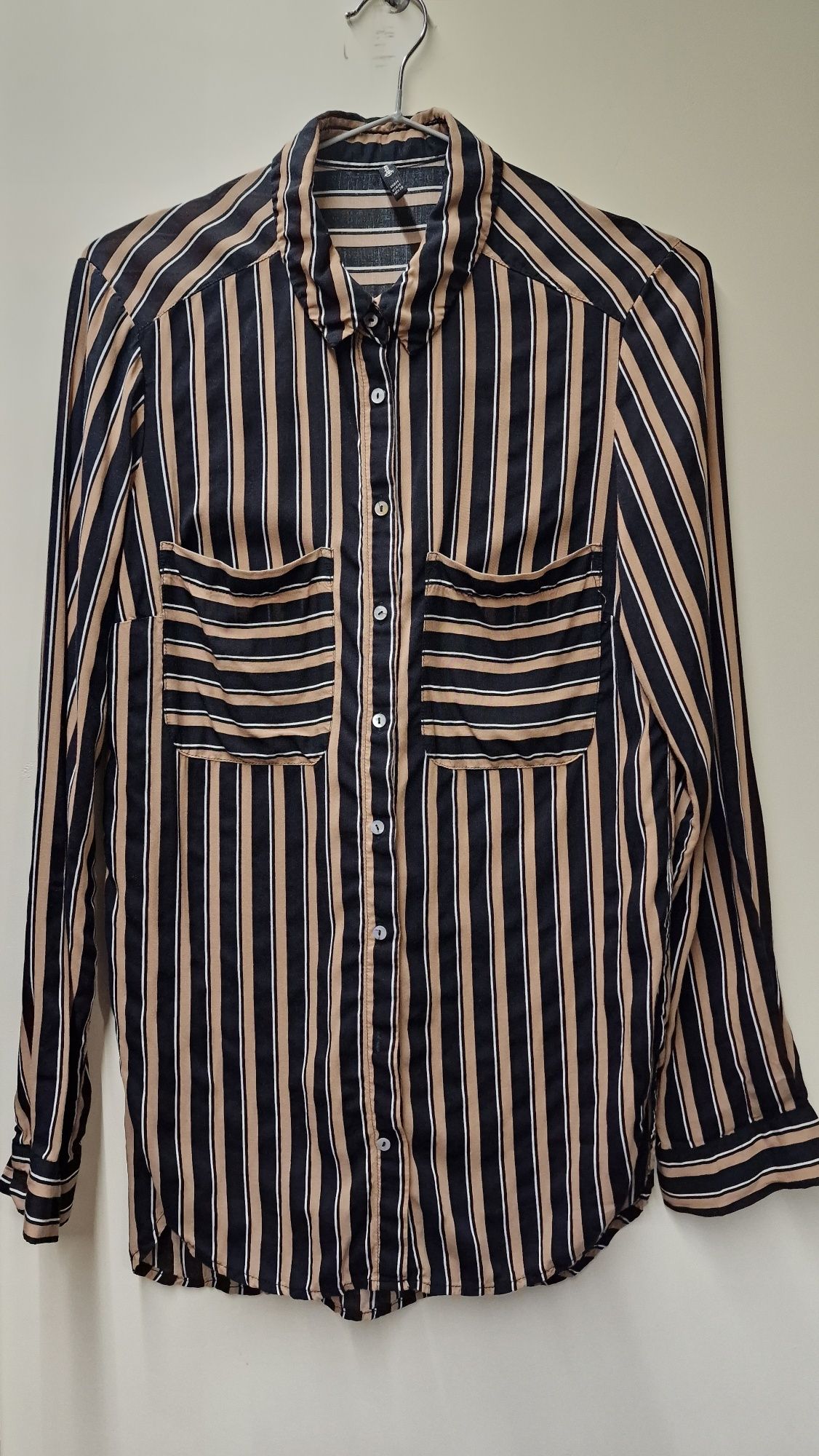 Koszula damska Stradivarius paski casual elegancka kieszenie 38 M