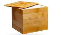 Pudełko pojemnik bambusowy z pokrywka Jednorazowymi chusteczkami