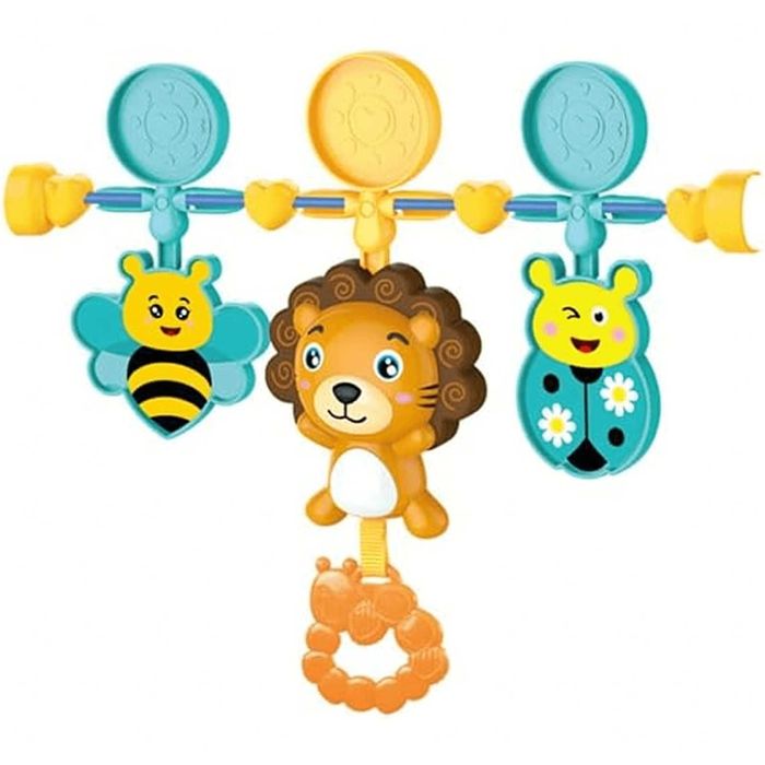 Leżaczek bujaczek dla dzieci niemowląt niebieski grzechotki wibracje