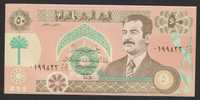 Irak 50 dinar 1991 - Saddam Husajn - stan bankowy UNC
