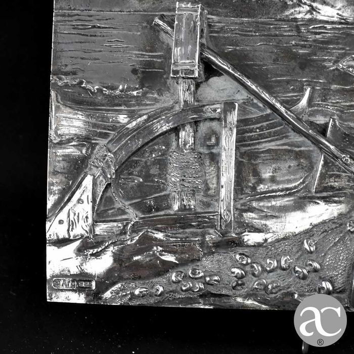 Placa / quadro em relevo, prata laminada italiana 925