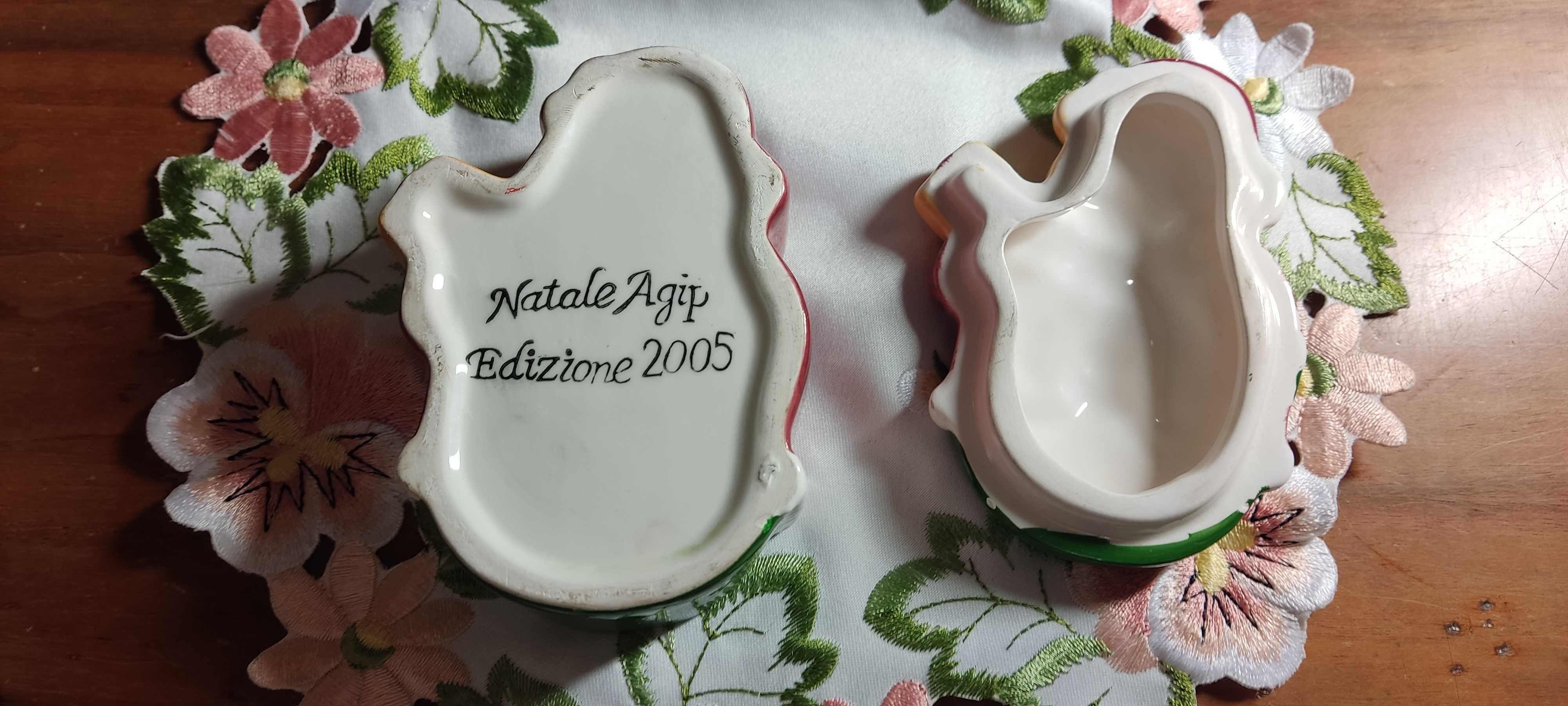 Новогодняя керамическая шкатулка Мишка с подарками Авторская Италия