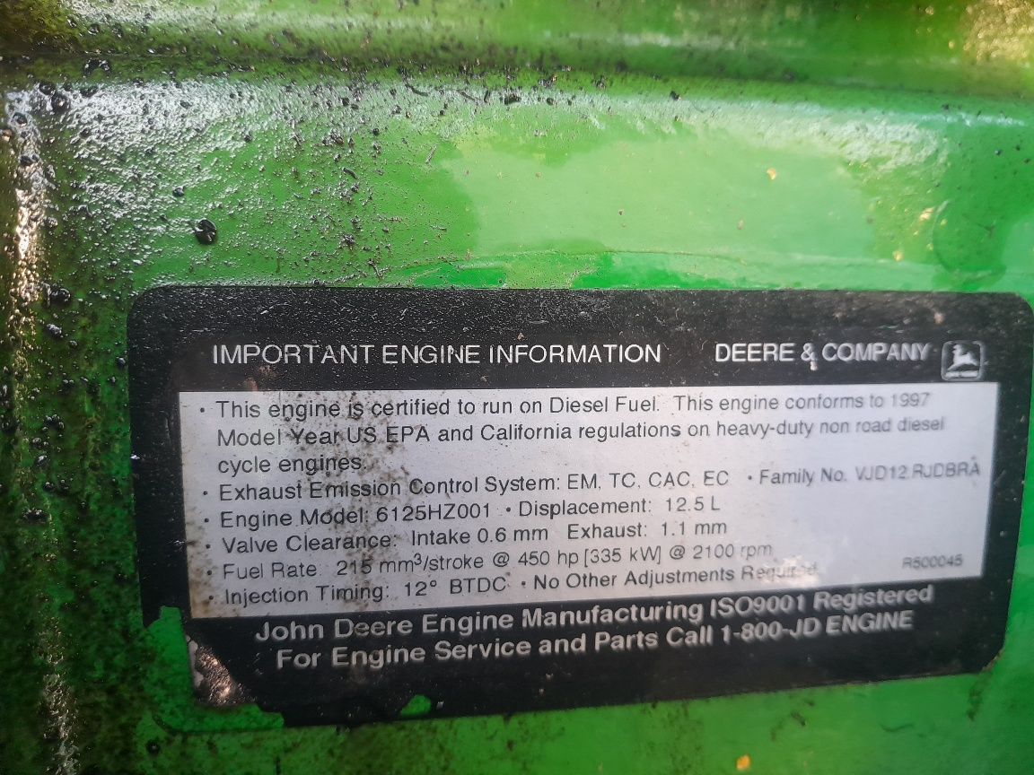 Engine silnik John Deere 6125H 12,5 litra