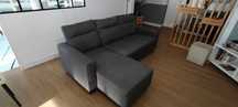 BOLLSTANÄS Sofá 3 lugares, c/chaise longue/cinza escuro