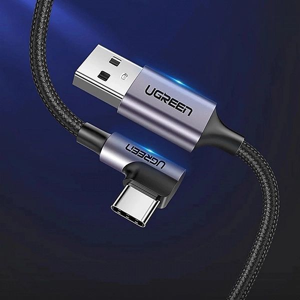 Kabel Ugreen Us284, 70255 Usb-a (prosty) / Usb-c (kątowy) 3a 3m - szar