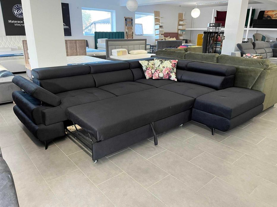 Nowoczesny Narożnik Boston z regulowanymi zagłówkami