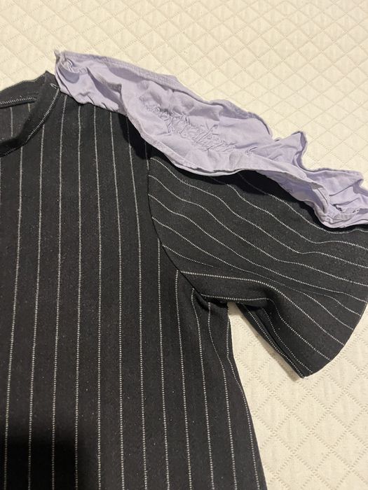 Vestido meia estacao zara cinzento as riscas, tamanho acima do joelho