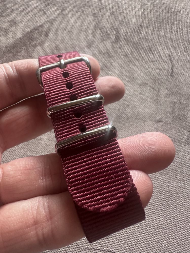 Pasek Nato 22mm nowy bordowy Seiko Omega Bulova Casio