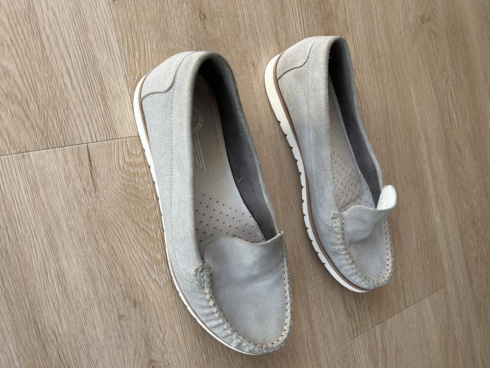 Skorzane espadryle szare 39