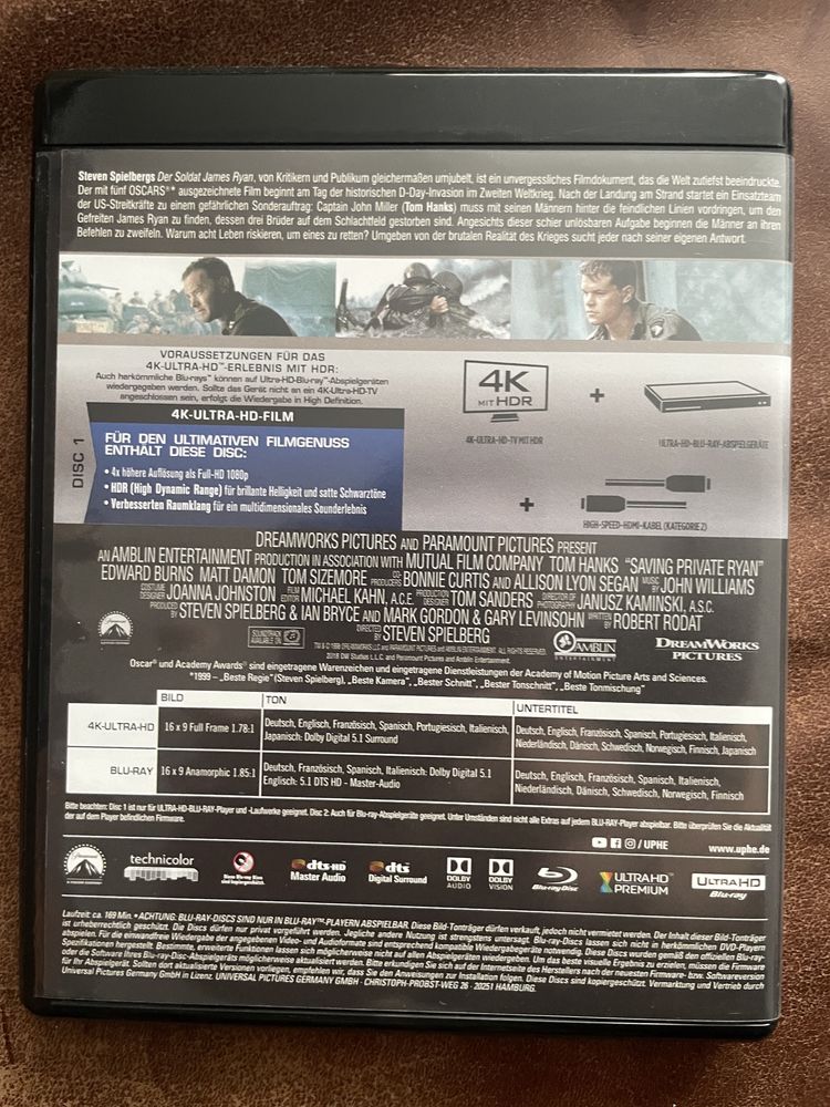 Szeregowiec Ryan 4K + Blu Ray brak PL