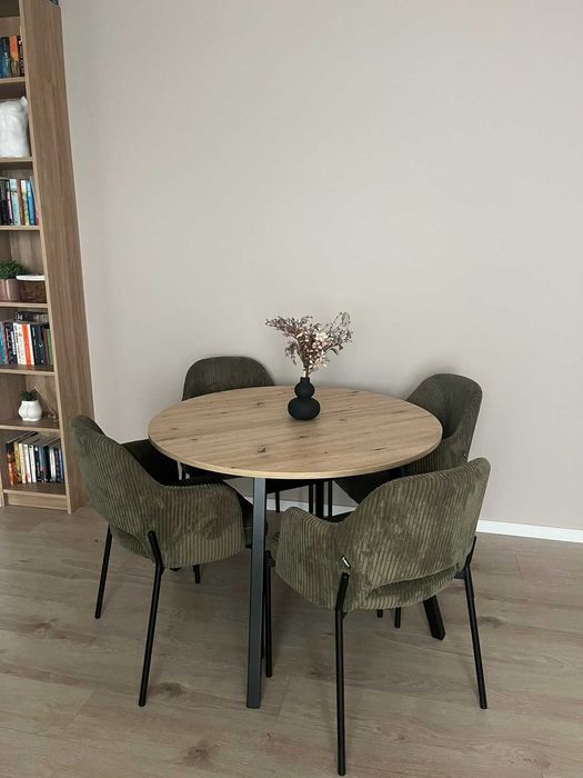 Stół okrągły rozkładany dąb artisan/czarny