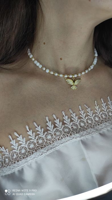 Чокер кольє намисто з натуральних каменів позолота