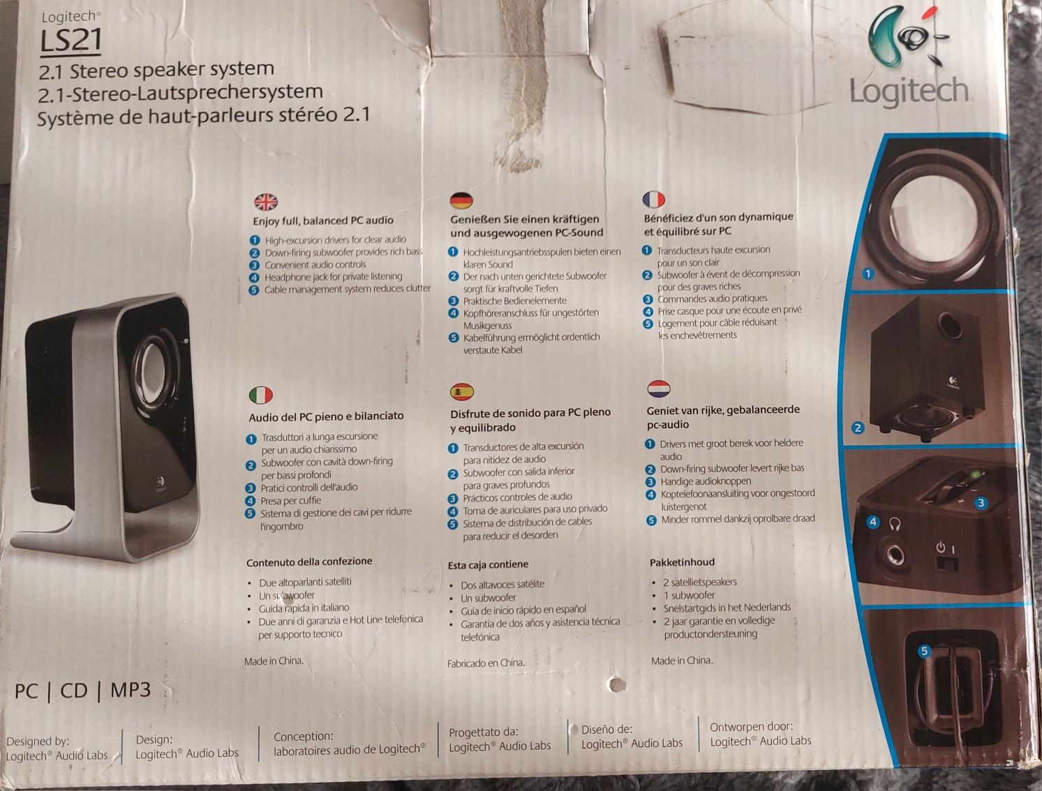 Colunas Logitech LS21 (Saída audio)