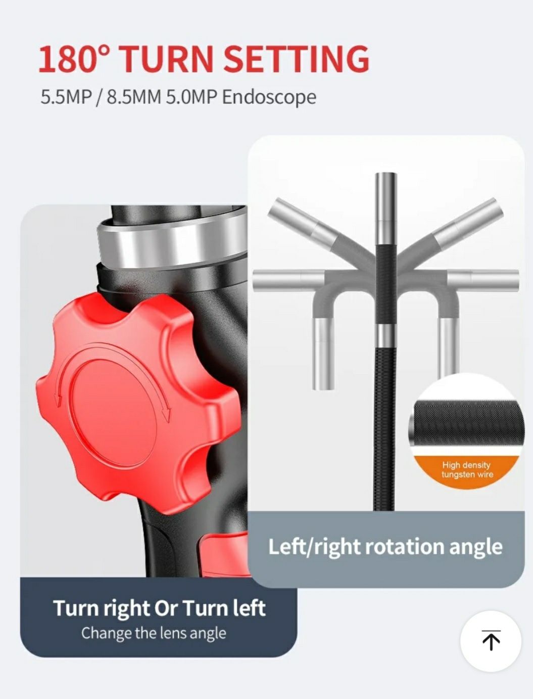Эндоскоп с поворотной камерой 180градусов 8.5мм,6мм,3в1 и WIFI