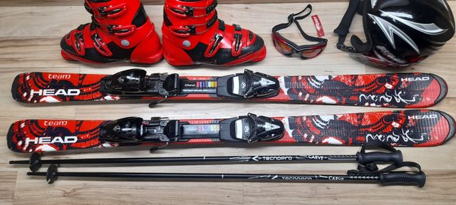 Komplet Narty HEAD 117cm Buty 38 Kask Kijki Gogle