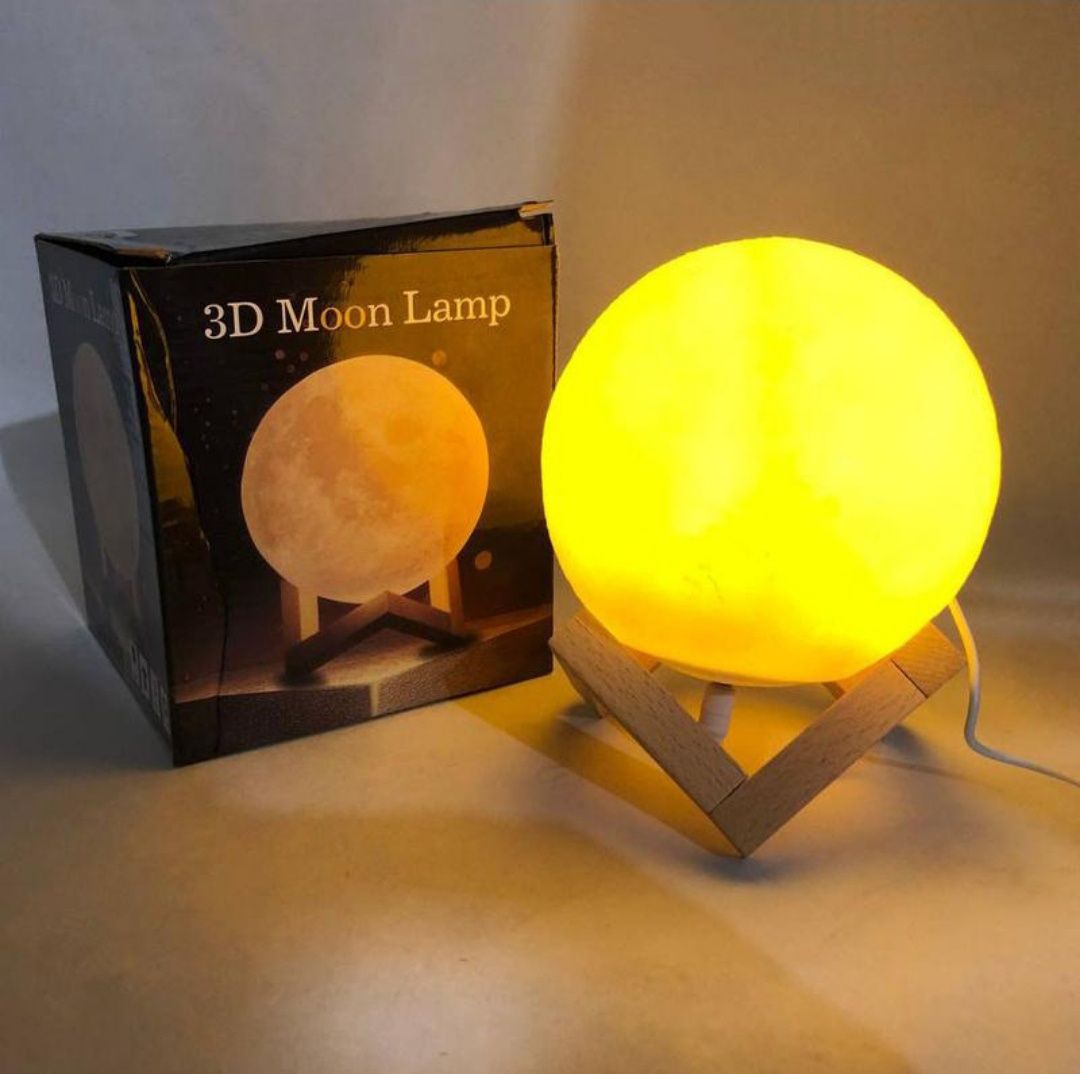 Led лампа місяць 15 см| moon lamp | нічник місяць на підставці