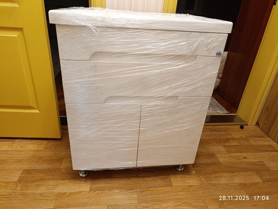 Тумба для ванної кімнати Сіметрі 70 білий тандем з умивальником КОМО 7