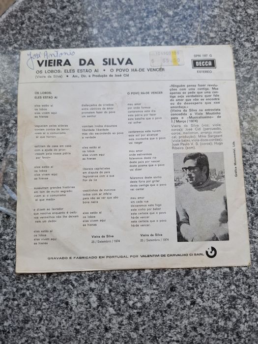 Vinil 45rpm de Vieira da Silva
