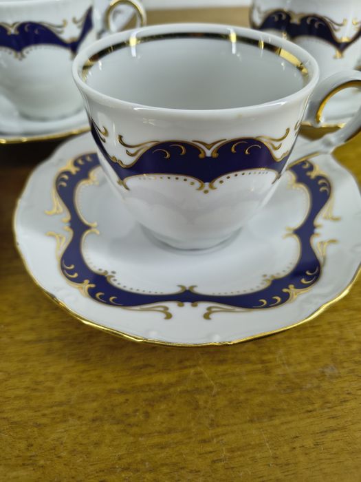 Elegancki zestaw filiżanek ze spodkami – porcelana MZ, Czechy