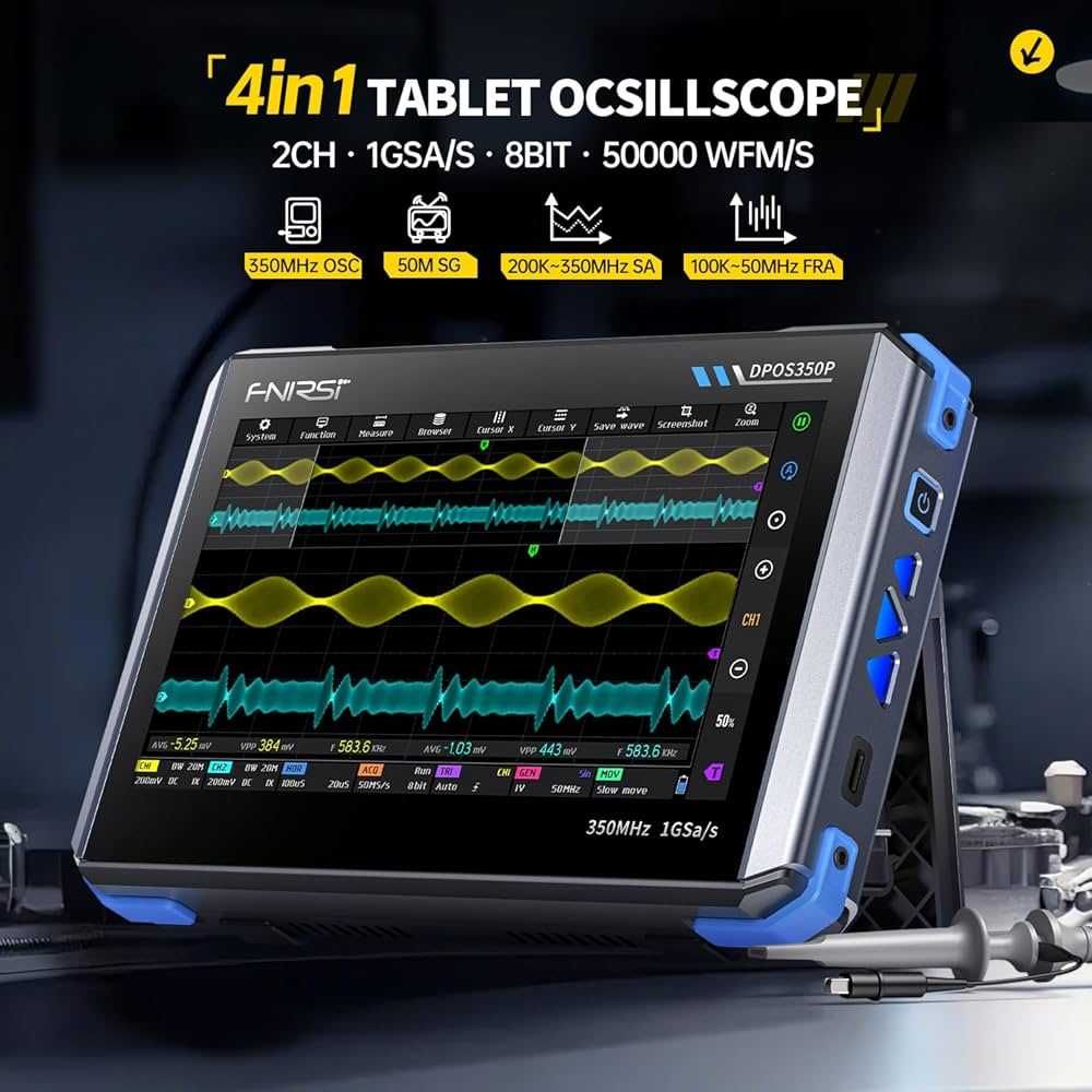 Osciloscópio Tablet 2CH + Gerador de Sinais 350MHz 1GSPS  Português