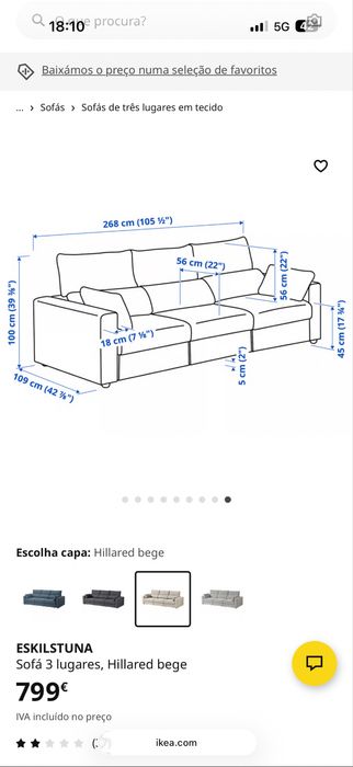 Sofa com chaiselong IKEA