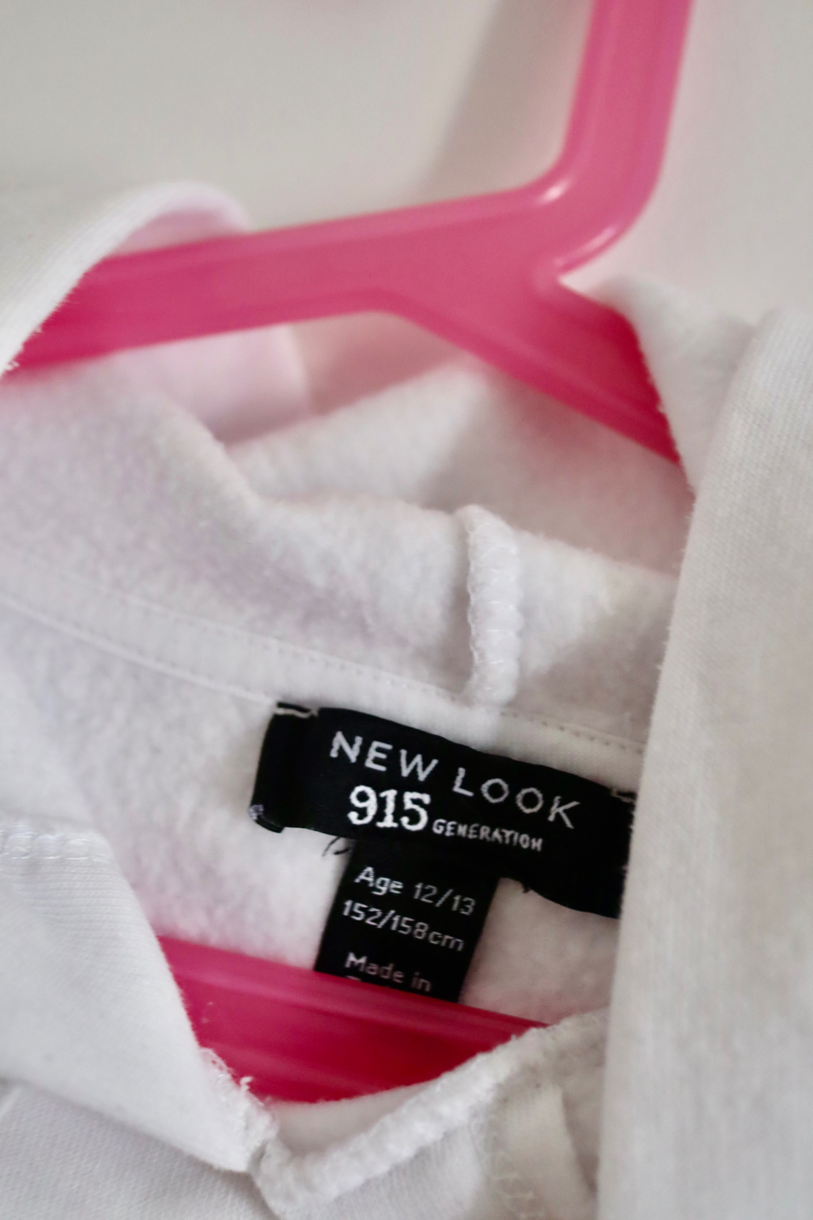 Biała luźna bluza z kapturem New Look rozmiar 152-158 #A-43