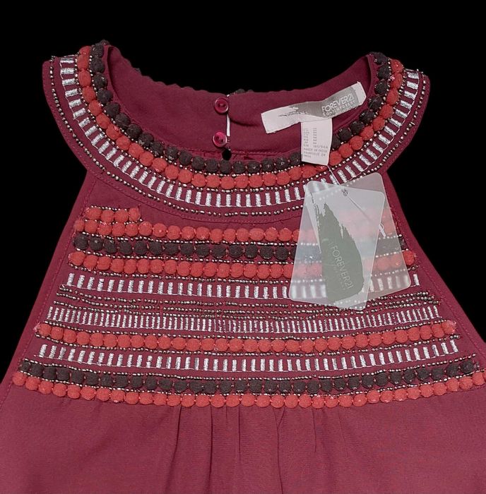 Bordowa sukienka FOREVER21, R. M