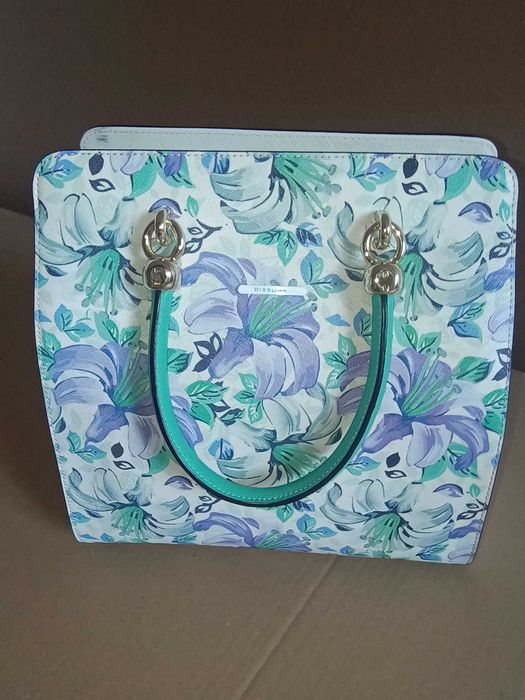 Torebka Dissona, jak nowa, turkus, kwiaty