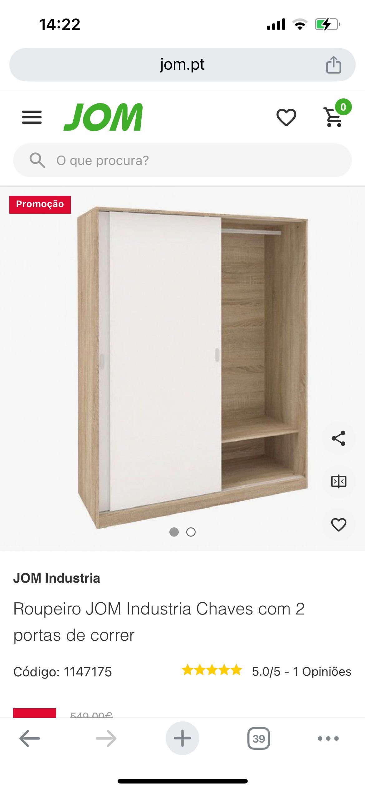 Roupeiro com duas portas da jom