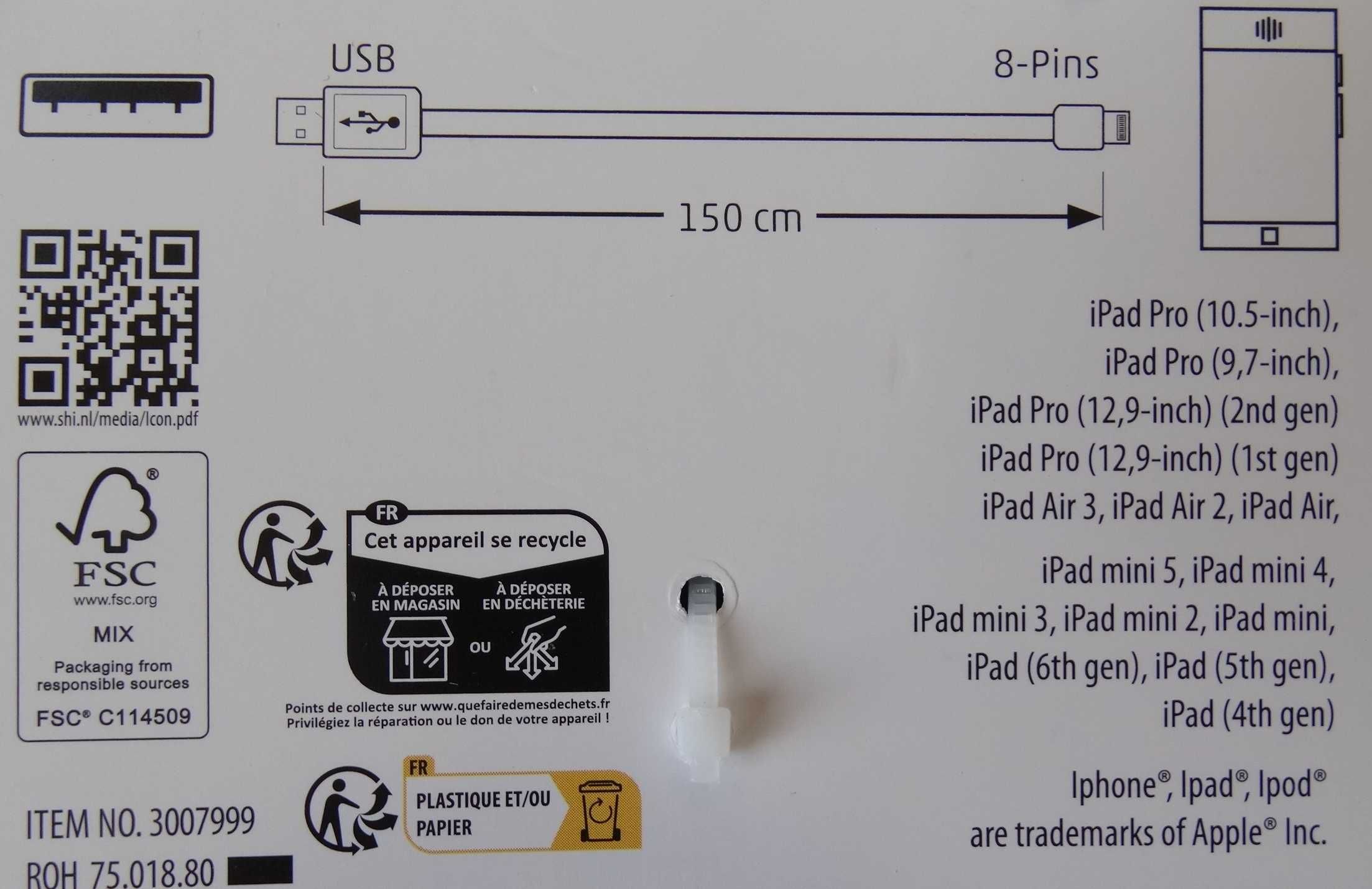 Kabel USB Apple Lightning Iphone iPad Pro 8-pin ładowanie przesyłanie