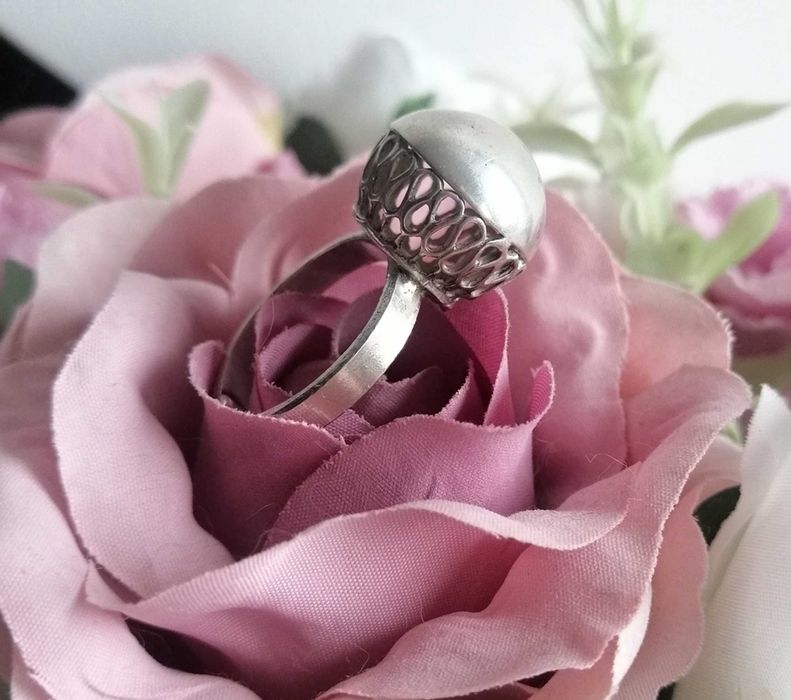 Warmet Orno kopułka srebrny stary pierścionek PRL 19 / 20