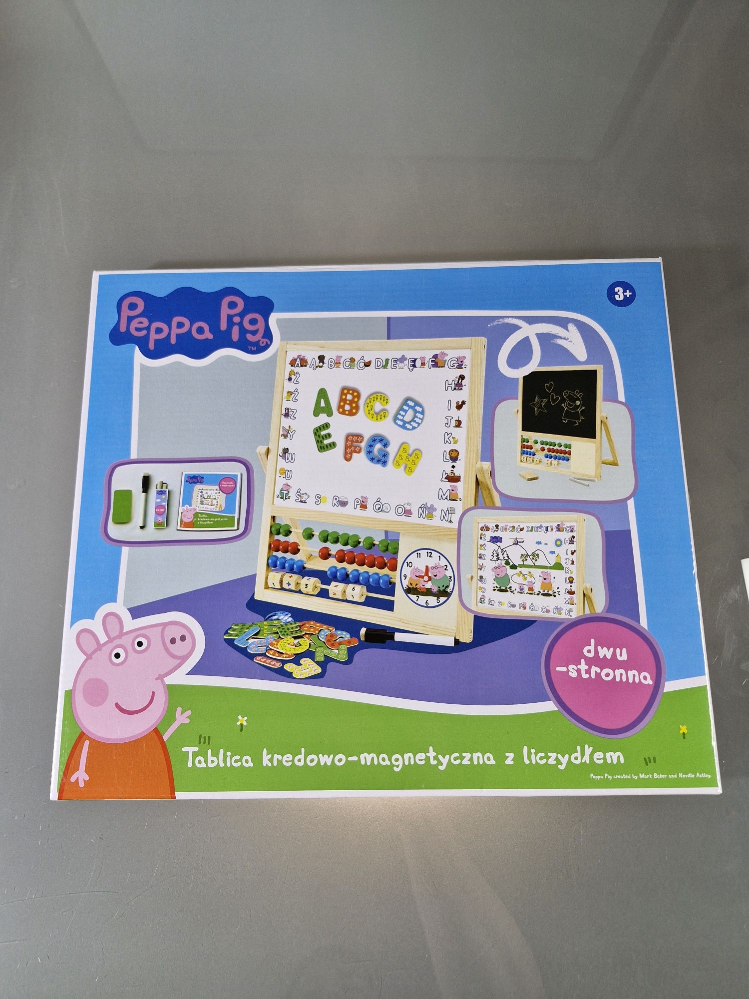 Świnka Peppa Tablica Drewniana Obrotowa Magnetyczna i Kredowa
