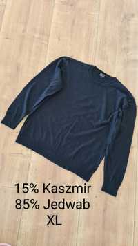 Klasyczny sweter 15% Kaszmir i 85% Jedwab. Czarny. Rozmiar XXL