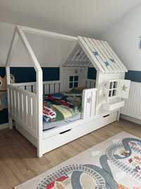 Łóżeczko drewniane domek dla dzieci 80x160 RATY LED