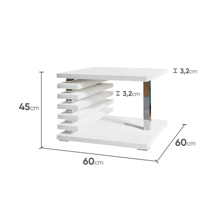 Ława kwadratowa do salonu stolik kawowy na wysoki połysk 60x60x45cm