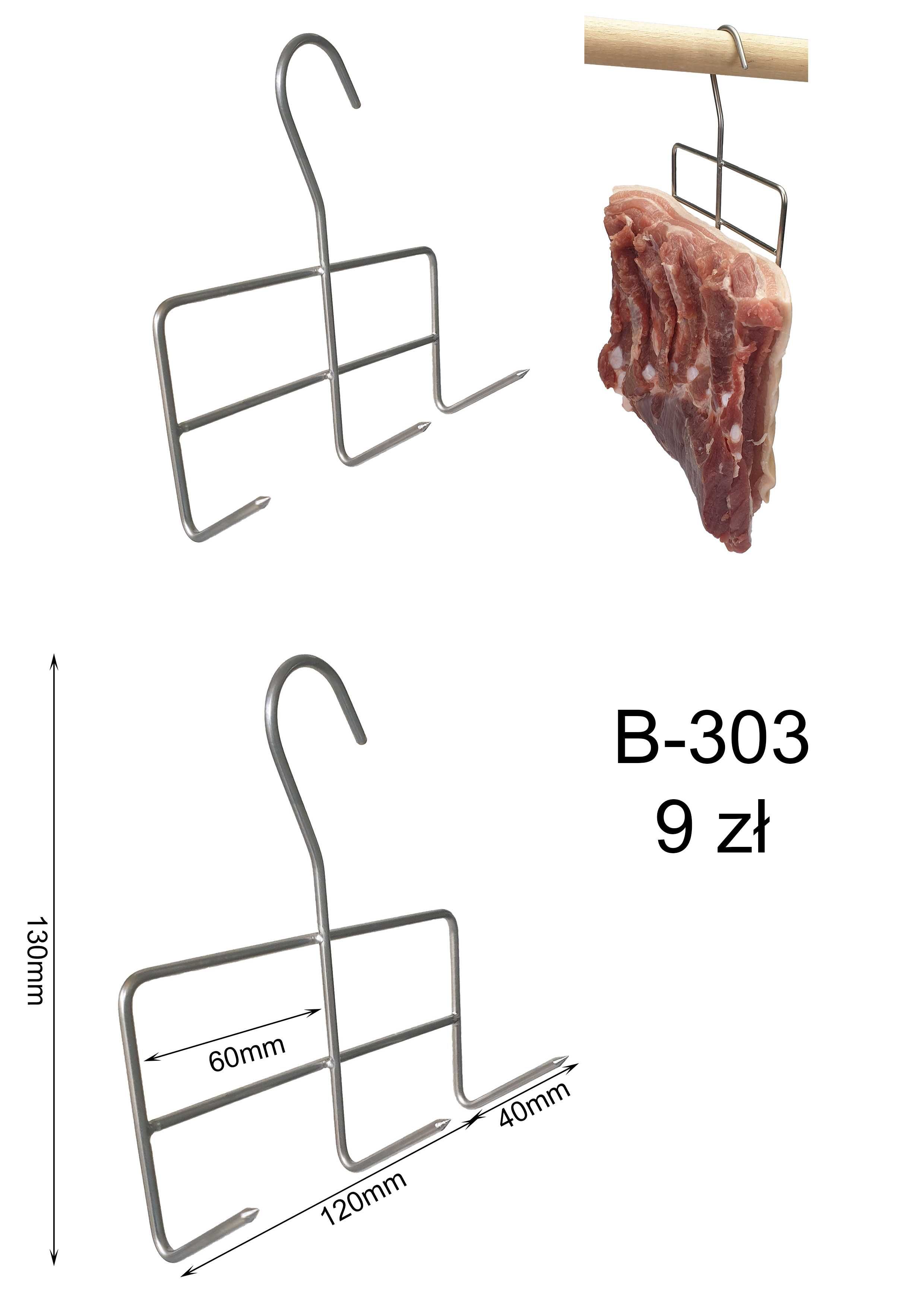 Haki wędliniarskie do wędzenia boczku słoniny wędzarnicze nierdzewne