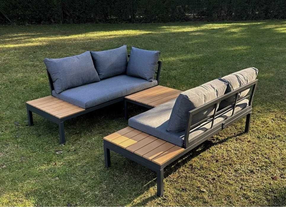 Meble ogrodowe NAROŻNIK /komplet WYPOCZYNKOWY /STAL i DESKA / 2 kolory