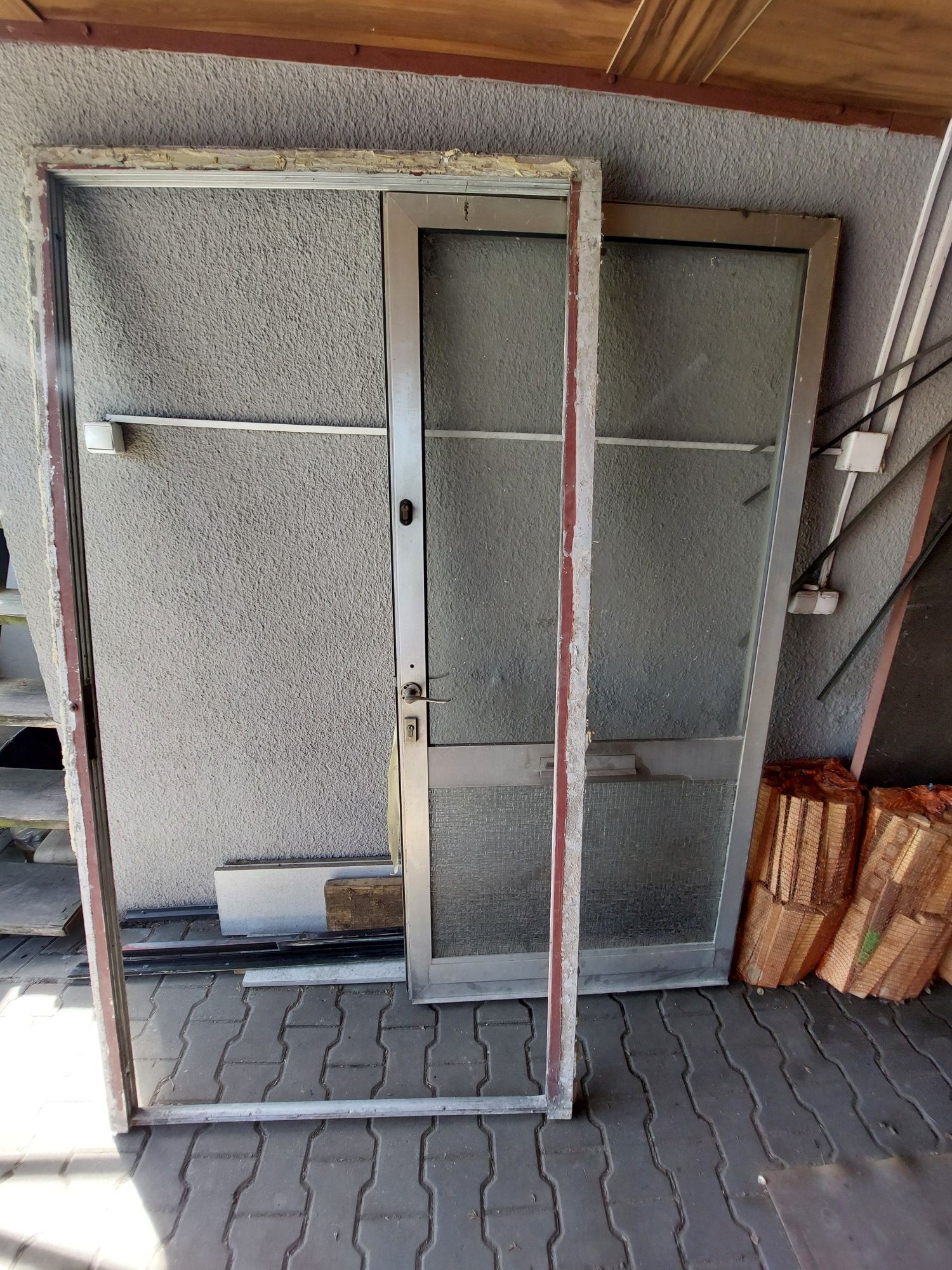 Drzwi aluminiowe zewnętrzne z demontarzu
