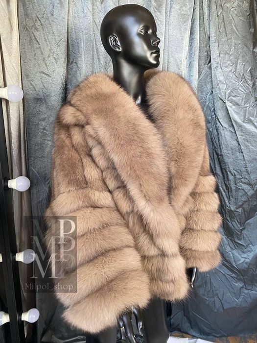 Шикарная песцовая шуба автоледи в окрасе светлый соболь, 42-56 размеры