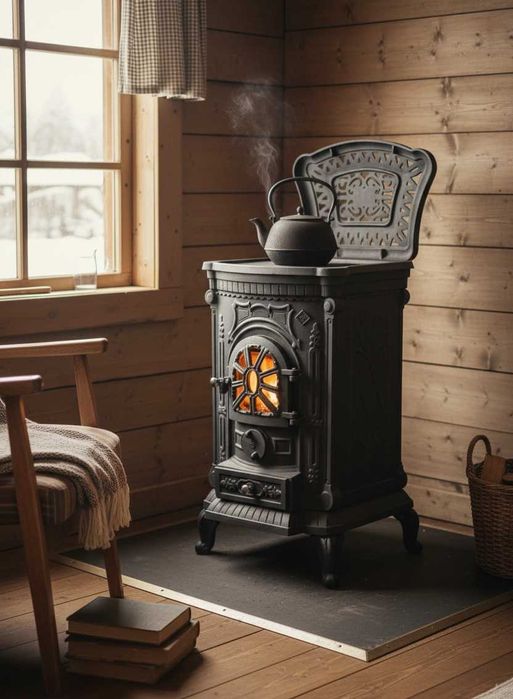 Печь / буржуйка чугун / камин / отопление 9 кВт до 90м2 / камін