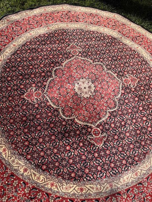 Okrągły Dywan Kaszmirowy + Jedwab Perski Tabriz 185x185 gal.18 tys