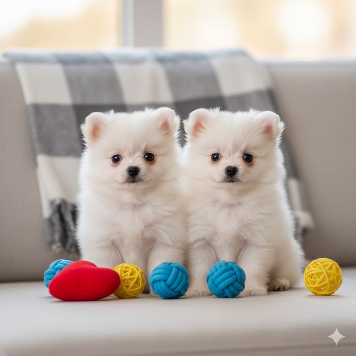 Померанський шпіц-  дівчинка та хлопчик