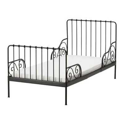 Minnen łóżko przesuwne metalowe czarne IKEA