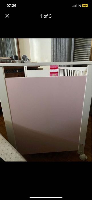 Cama de bebe cor de rosa/branca