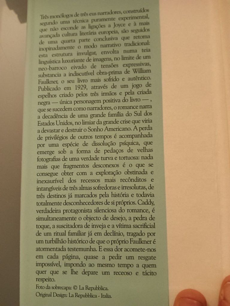 O Som e a Fúria, de William Faulkner;  Novo!